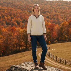 Vintage western contrast sweater size S